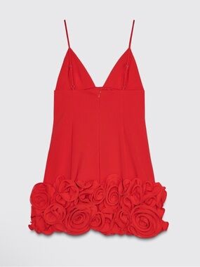 Zara Red Mini Dress with Rosette Hem